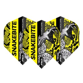 RED DRAGON Snakebite Hardcore Coiled Snakeskin Yellow Dart Flights - 3 Sets Per Pack (9 Dart Flights in Total)