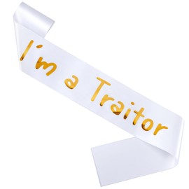 Xuniea Traitor Leave Sash Traitor Leaving Gifts New Job and Leaving Presents Retirement Gifts for Colleagues Women Men Farewell Party(White, Gold Letter)