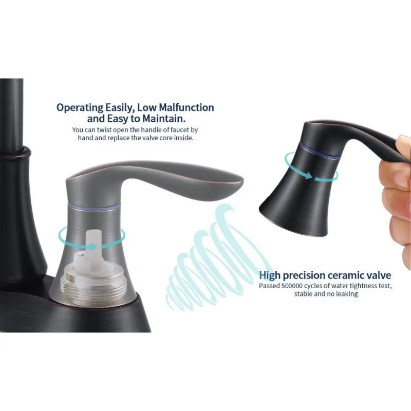 4 Inch Oil Rubbed Bronze Bathroom Faucet with Pop-up Drain