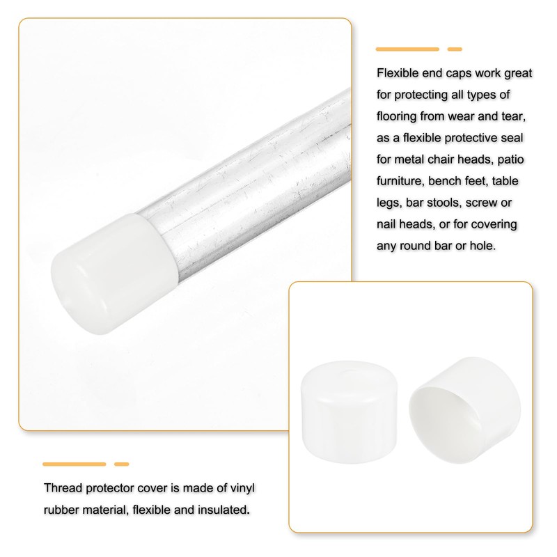 sourcing map 4pcs 57mm(2 1/4") Rubber End Caps, Round Vinyl