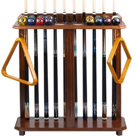 Collapsar Pool Stick Holder Floor Stand,Pool Cue Rack Holds Cue Stick & Billiard Accessiores,Solid Wood Corner Stand Pool Cue Holder