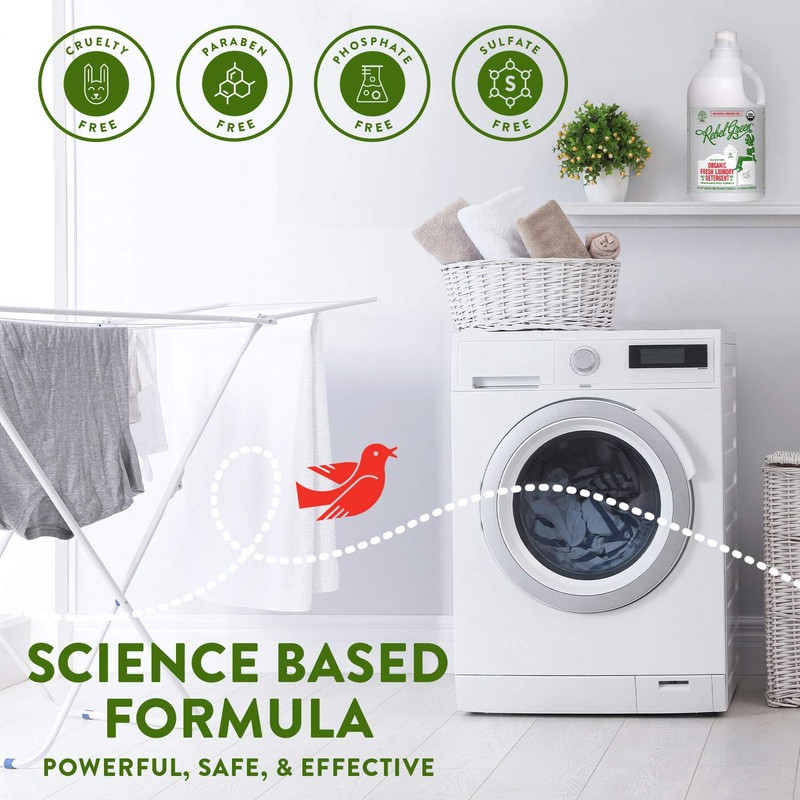 Rebel Green Laundry Detergent, Organic and Sulfate Free Hypoallergenic Laundry