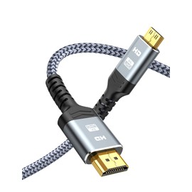 Mini HDMI to HDMI Cable 6FT,Snowkids Mini HDMI to HDMI 2.0 Cord(4K 60Hz,2K 165Hz) Bi-Directional Mini HDMI Male,Nylon Braided,18 Gbps,Support 3D/ARC/HDR/4K/Audio Return