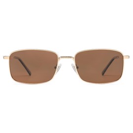 SOJOS SJ1215 Retro Rectangular Metal Polarised Sunglasses Men Women 90s Square Trendy Classic UV400 Protection Sunglasses, Light Gold