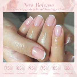 Born Pretty Esmalte de Uñas de Gel Jelly, Color Rosa Claro, Transparente, Cristal Transparente, Esmalte de Uñas para Todas Las Estaciones, Diseño de U
