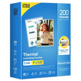 KTRIO 200 Pack Laminating Sheets, Hold 8.5 x 11 Inches, 3 MIL Thermal Laminating Pouches, 9 x 11.5 Laminate Sheets for Laminator, Clear Lamination Sheet Paper, Letter Size, Office School Home Supplies