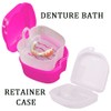 Denture Bath Case Cup with Denture Cleaner Brush & Retainer