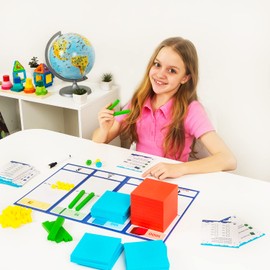 Simply magic 140+1 PCS Colorful Base Ten Blocks & Activities Set - Base Ten Blocks Classroom Set, Base 10 Math Manipulatives, Place Value Blocks Mat, Ones Tens Hundreds Blocks, Math Counters Cubes