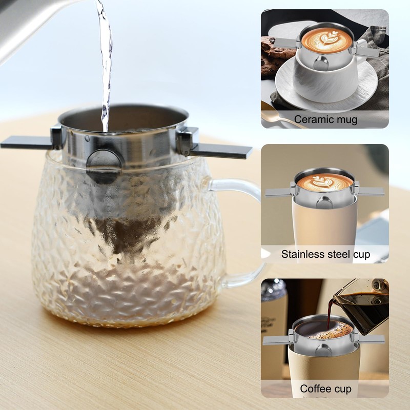 BSDLZCH 304 Stainless Steel Hanging Ear Coffee Filter Cup Portable