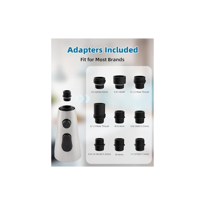 Kitchen Faucet Head Replacement with 15 Adapter Kit Compatible with