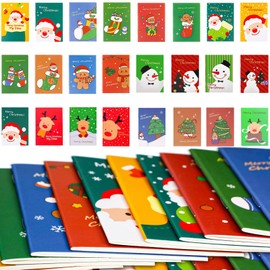 24pcs Christmas Mini Notebook 3.5"x5.5" Small Pocket Notebooks Colorful Memo Pad Notepads for Xmas Party Favor Supplies Goodie Bag Stuffer( Random)
