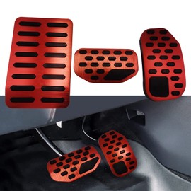 Rxmgf Aluminum Foot Rest Pedal Gas Pedal Cover Brake Pedal Compatible with 2021-2023 Ford F150 Pedal (Red)