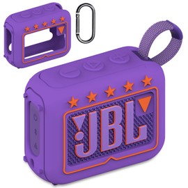 BCWXION Silica Gel Protective Cover for JBL GO4 Bluetooth Speaker, Shoulder Rope Drop Prevention, Shockproof, Dustproof, Scratch-Resistant, Anti-Fingerprint (Purple)