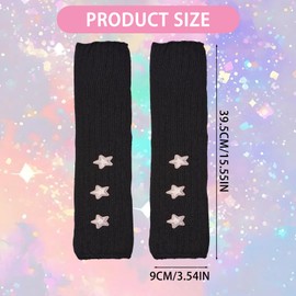 NICENEEDED Women Knitted Arm Warmers, Cosplay Lolita Cute Fingerless, Mittens Thumb Hole Gloves Long Fingerless Gloves