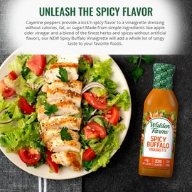 Walden Farms Spicy Buffalo Vinaigrette – Calorie-Free, Low Carb, Keto-Friendly, Vegan, Sugar-Free Dressing with Bold Buffalo Spice – 12 oz Bottle