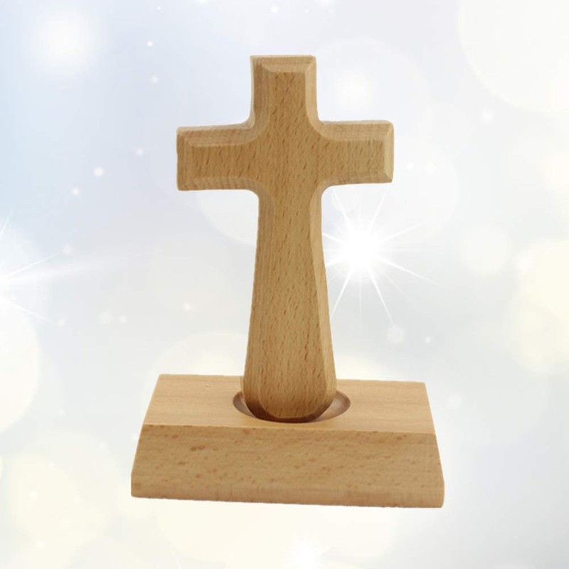 VOSAREA Christian Wooden Cross with Magnetic Base Decorations