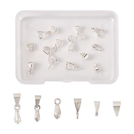Craftdady 12Pcs 925 Sterling Silver Snap on Bails & Ice Pick Pinch Bails Pendant Charm Clasp Clip Connector Fingdings for Jewellery Making Necklace