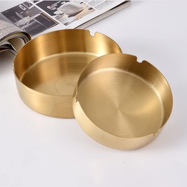 2 Pack Home Ashtray Stainless Steel Ashtray Cigar Ashtray Tabletop Round Suitable for Home