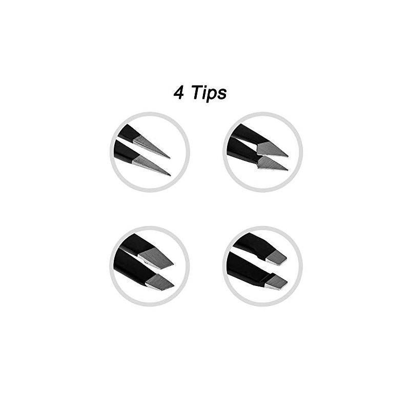 Jasinber Set de 4 Pinzas profesional de acero inoxidable para