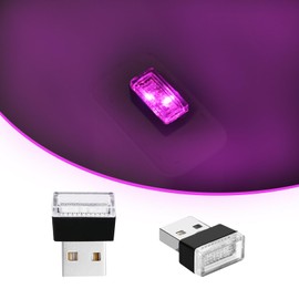 USB LED Car Interior Atmosphere Lights, 2 PCS, Night Light, Decoration Lamp USB Night Light for All Car Interiors (Pink Purple)