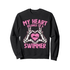My Heart Belongs To A Swimmer Skeleton Hands Sweatshirt