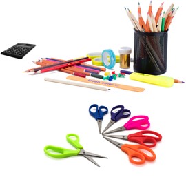 Emraw 5 Pointed Tip School Scissors Soft Comfort Grip Handles Small Sharp Scissors Sharp Blades for Cutting Paper and Fabric Kitchen Shear (Pack of 6)