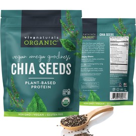 Viva Naturals Viva Naturals Organic Chia Seeds 1 LBs - Plant-Based Omega-3 and Vegan Protein, Non-GMO Chia Seeds Organic Perfect for Smoothies, Salads and Chia Seed Pudding, Black Chia Seeds Bulk