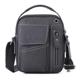 Henmifyer Messenger bag, Henmifyer Genuine Leather Crossbody Shoulder Bag for Women Men Purse Travel Work Business (Black)
