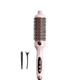 Wavytalk Thermal Brush, Blowout Boost 1.5 inch Heated Round Brush for Blowout Look, Dual Voltage, Pink, Sakura, Tourmaline Ceramic, Negative Ion Technology, 5 Temperature Settings, Less Damage