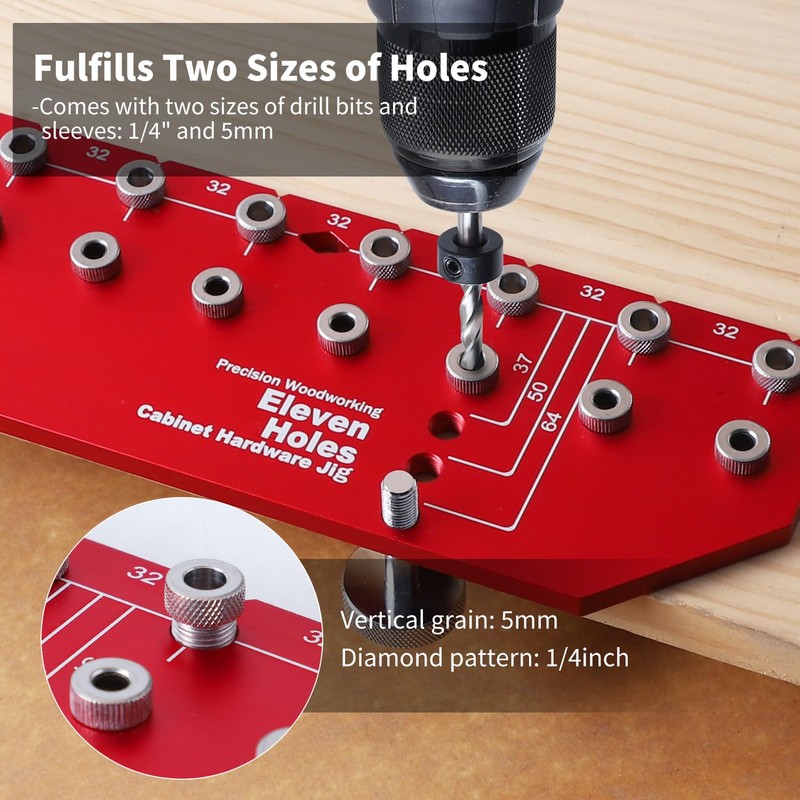 RUITOOL Shelf Pin Jig 11 Holes, Self-contained Clamping Function All