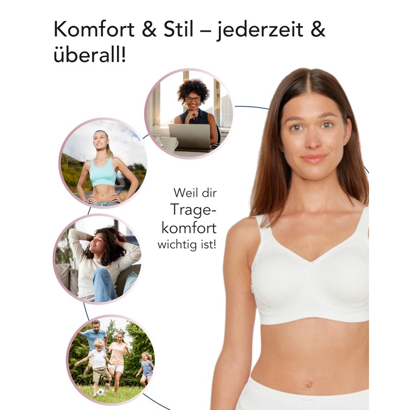SUSA Women's Damen BH Ohne Bügel 8014 Minimizer Bra, Off-White