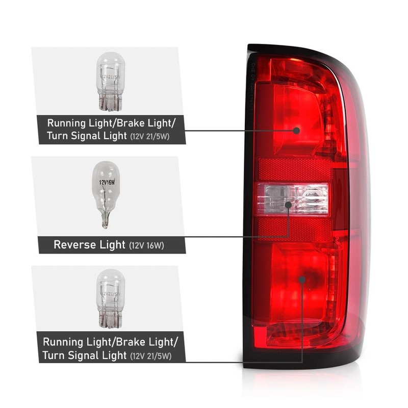 G-PLUS Tail Light w/Bulb Right Passenger Side Compatible with Chevy