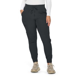 Monarch Uniforms Womens Jogger Scrubs Ribbed Jogger Scrub Pants for Women-(Black)-L
