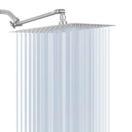 HarJue High Pressure Large Stainless Steel Square Rain ShowerHead With Shower Arm Waterfall Full Body Coverage Easy to Clean and Install (12 Inch With Arm, Brushed Nickel)