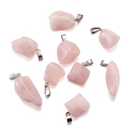 Pandahall 24pcs Irregular Natural Gemstone Pendant Rose Quartz Pendants Healing Crystal Charms for Necklace Earring Bracelet Jewelry Making