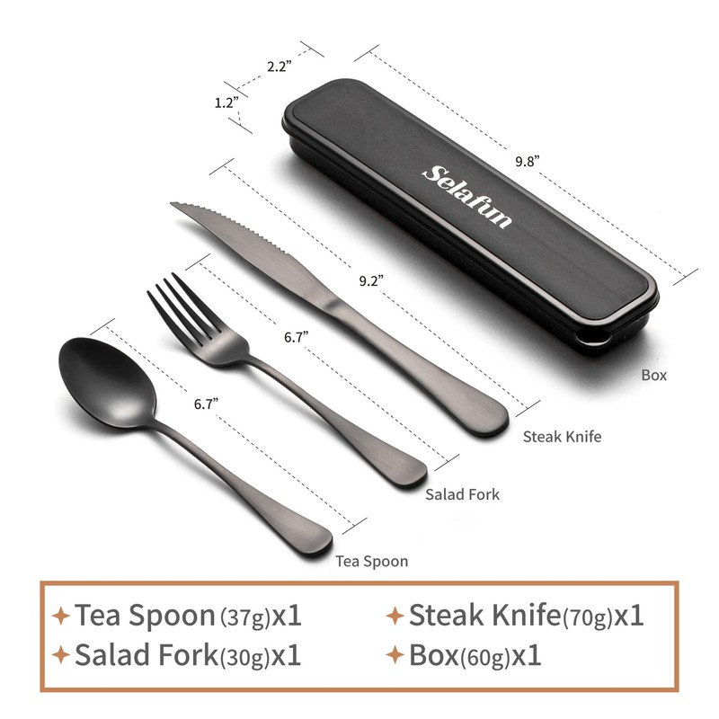 4-pieces Travel Set with Case Portable Silverware Utensils Set for