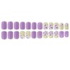Purple Press on Nails Short Square Fake Nails with Flower