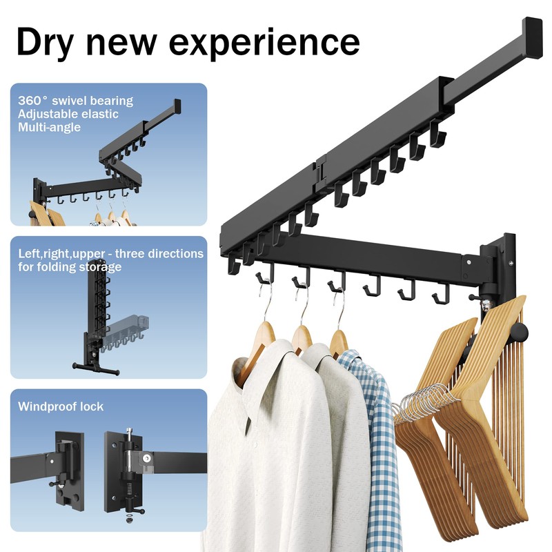 LIENAHU Clothes Drying Rack Wall Mounted(can fold Upward),Laundry Drying Rack,Laundry