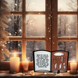 IARTTOP Nativity Sets for Christmas Indoor Decor Nativity Tabletop Wood Sign Nativity Centerpieces for Tables 3D Jesus Christmas Religious Wood Decor Religious Tabletop Gift for Christian Decoration