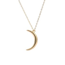 FOMTOLS 14K Half Moon Crescent Charm Necklace 925 Sterling Silver Gold Plated Minimalist Crescent Moon Necklace Jewelry Gifts Best Friend (Gold)