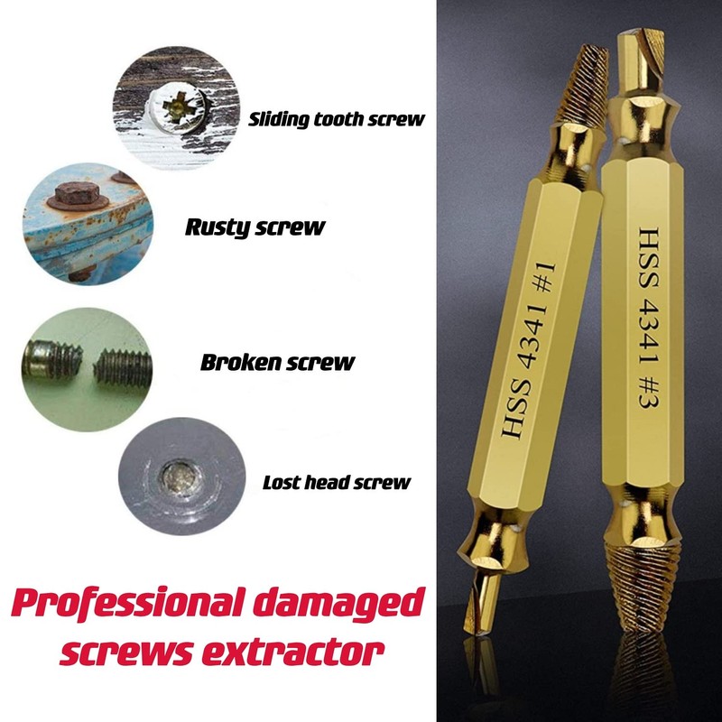 Stripped Screw Extractor-Set Damaged Screw-Extractor - Broken Screw Remover Tools