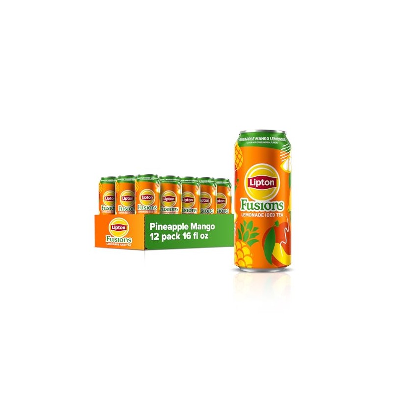 Lipton Fusions, Pineapple Mango Lemonade Iced Tea, 16 Fl Oz