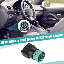 X AUTOHAUX 1 Pcs Type 2 OBD2 9 Pin J1939 to OBD2 16 Pin J1962 Female Adapter