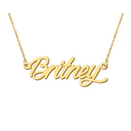 Aoloshow Britney Name Necklace 18k Gold Plated Name Initial Necklace Stainless Steel Womens Jewelry for Valentine Day