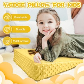 inqigi Wedge Pillow for Kids,Memory Foam for Back,Legs & Knees, Relaxation and Comfort, Soft and Breathable, Dot Texture Pillow for Reading Watching TV Gaming Sleeping, Fit for Sofa Floor Room