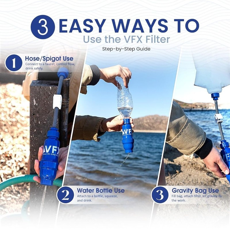 VFX All-in-One Portable Water Filter – Survival Water Purifier for