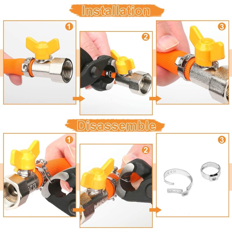 150pcs 12-Sizes 304 Stainless Steel Single-Ear Hose Clamp kit with