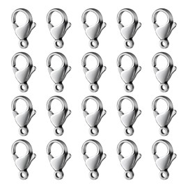 120PCS 10MM Lobster Clasps 304 Stainless Steel Lobster Claw Clasps Bulk for Jewelry Making DIY Necklace Bracelet