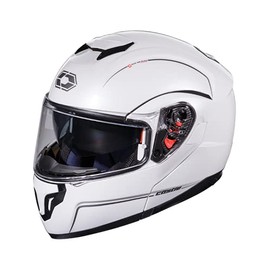 Castle X Atom SV Modular Motorcycle Helmet in Pearl White, Size Large