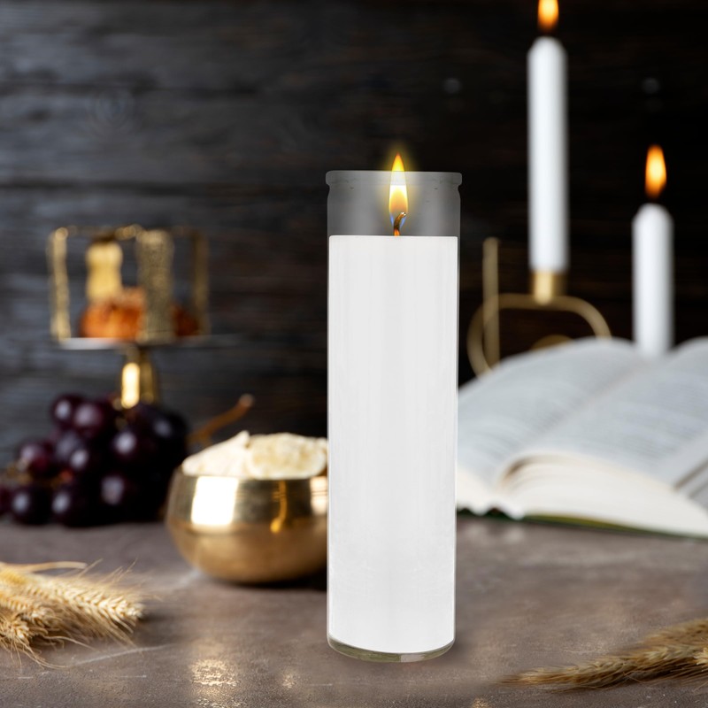 Mega Candles 1 pc Unscented White 7 Day Glass Container
